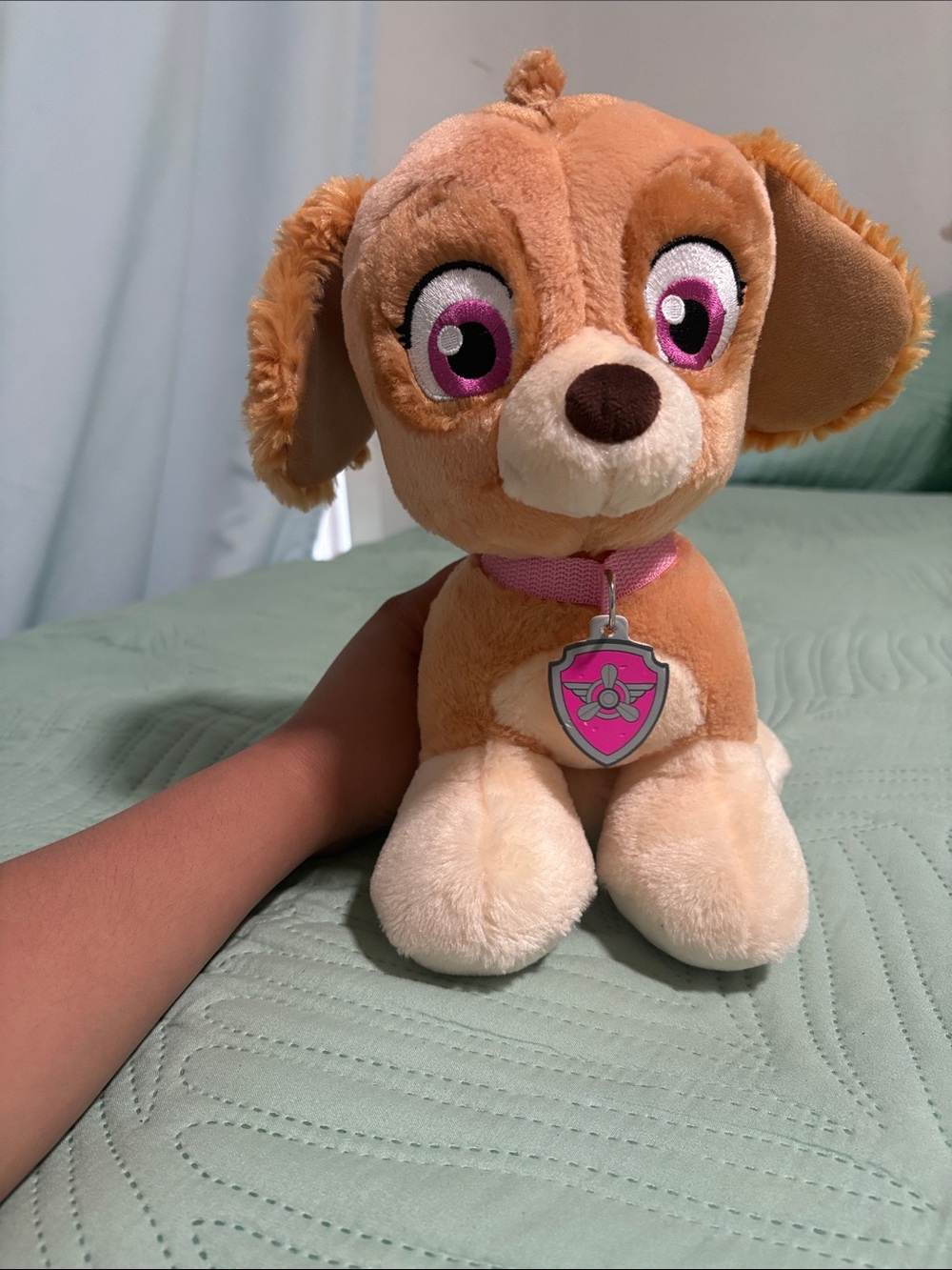 Plush Dog Toy - Pink Collar Brown Puppy Stuffed Animal